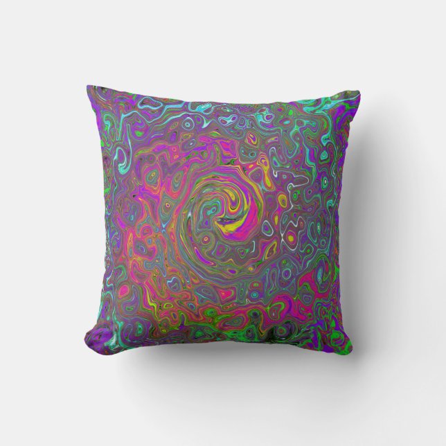 Trippy Shock rosa Abstrakt Retro Liquid Swirl Kudde (Framsida)