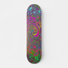 Trippy Shock rosa Abstrakt Retro Liquid Swirl Mini Skateboard Bräda 18,5 Cm