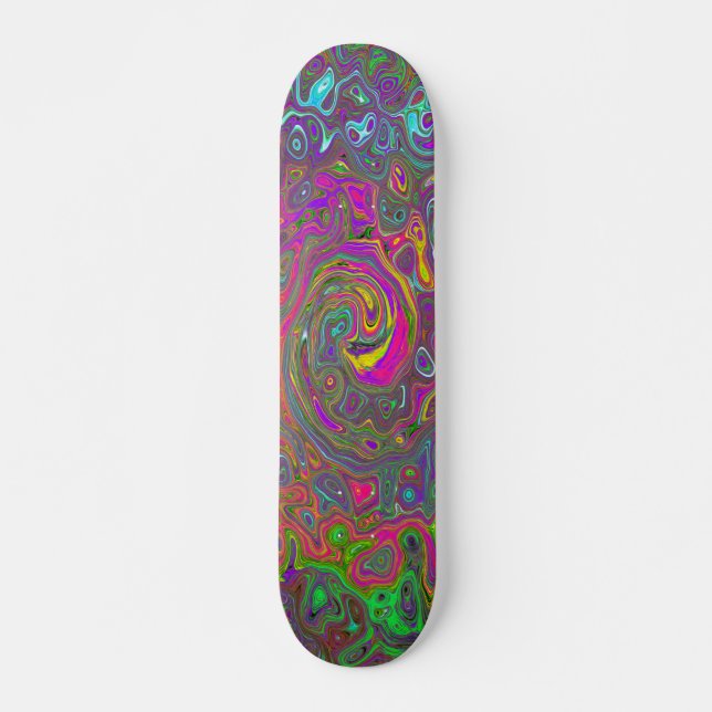 Trippy Shock rosa Abstrakt Retro Liquid Swirl Mini Skateboard Bräda 18,5 Cm (Framsida)