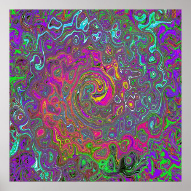 Trippy Shock rosa Abstrakt Retro Liquid Swirl Poster (Framsidan)