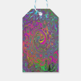 Trippy Shock rosa Abstrakt Retro Liquid Swirl Presentetikett