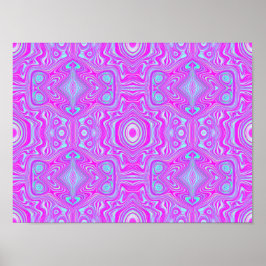 Trippy Shock rosa och Aqua Blue Abstrakt Mönster Poster