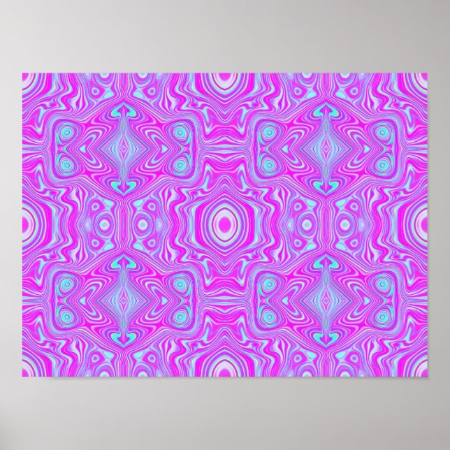 Trippy Shock rosa och Aqua Blue Abstrakt Mönster Poster (Framsidan)
