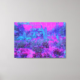 Trippy Shock rosa och Blue Impressionistic Landsca Canvastryck