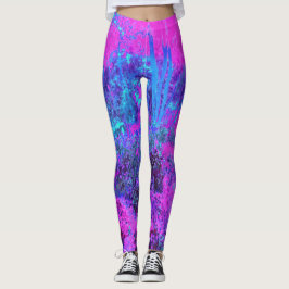Trippy Shock rosa och Blue Impressionistic Landsca Leggings