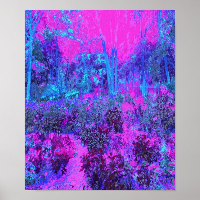 Trippy Shock rosa och Blue Impressionistic Landsca Poster (Framsidan)