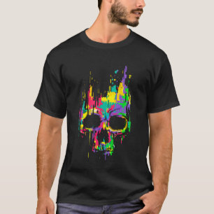 Trippy Skull Pixel Effekter EDM Rave Festival Hous T Shirt