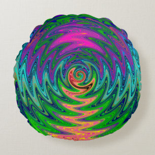 Trippy Swirly Rainbow Rund Kudde