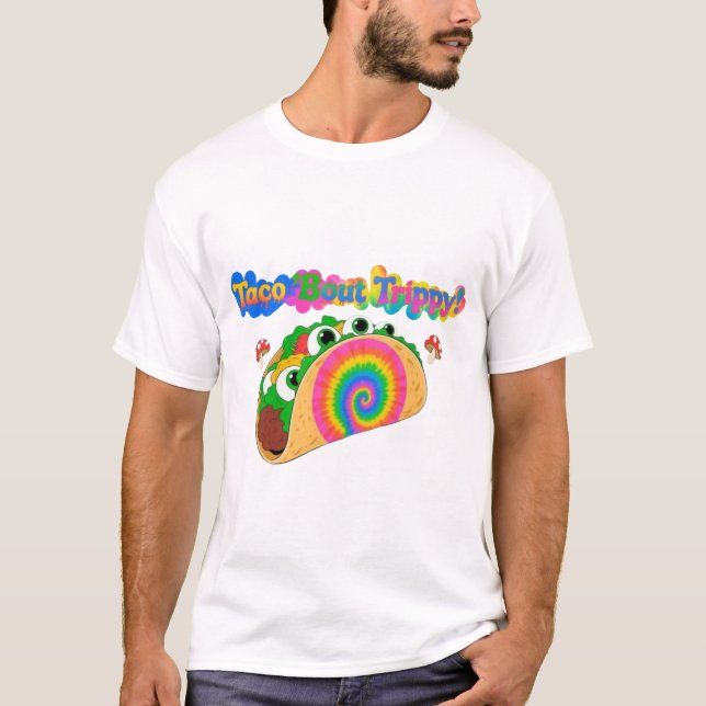 Trippy Taco Tie Dye T-Shirt – Rolig Färgrik Mat  (Framsida)
