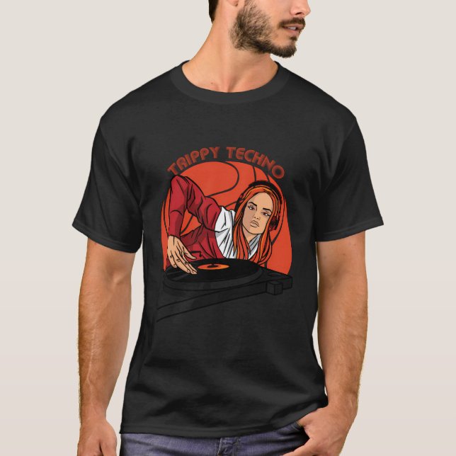 Trippy Techno Funny Edm Music Rave Techno Party T Shirt (Framsida)