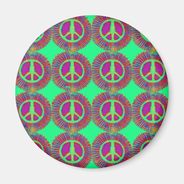 Trippy Tie-Dye Psychedelic-Fredstecken Magnet (Framsidan)