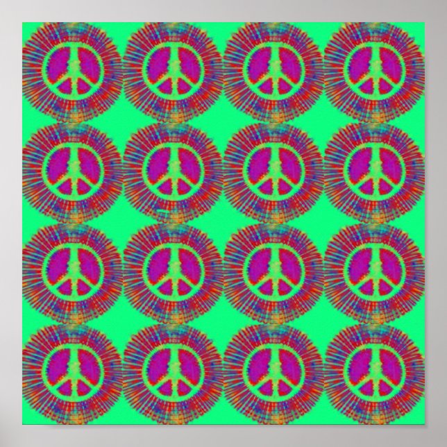 Trippy Tie-Dye Psychedelic-Fredstecken Poster (Framsidan)