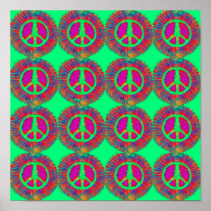 Trippy Tie-Dye Psychedelic-Fredstecken Poster