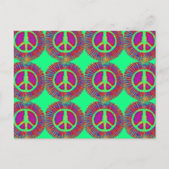 Trippy Tie-Dye Psychedelic-Fredstecken Vykort (Framsida)