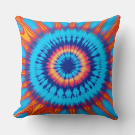 Trippy Tie-Dye Retro Blue & Orange Kudde