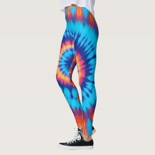 Trippy Tie-Dye Retro Blue & Orange Leggings