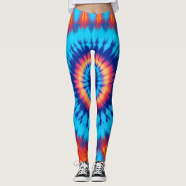 Trippy Tie-Dye Retro Blue & Orange Leggings