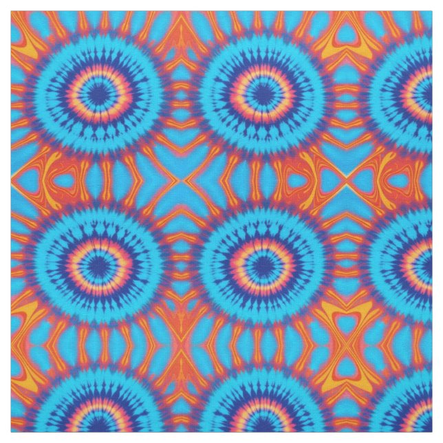 Trippy Tie-Dye Retro Blue & Orange Tyg (Provkarta)