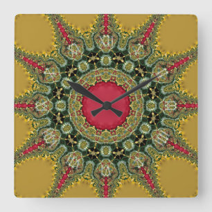 Trippy Time Fractal Snöre Groovy Mandala Fyrkantig Klocka