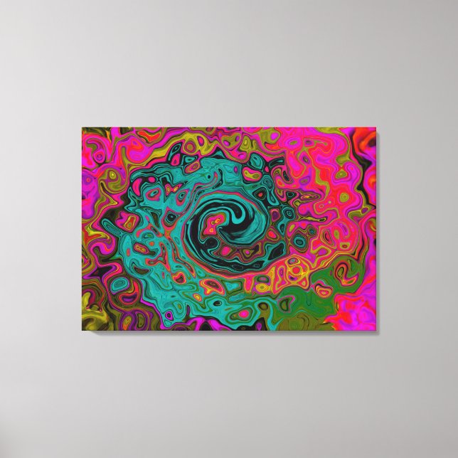 Trippy Turcos Abstrakt Retro Liquid Swirl Canvastryck (Framsida)