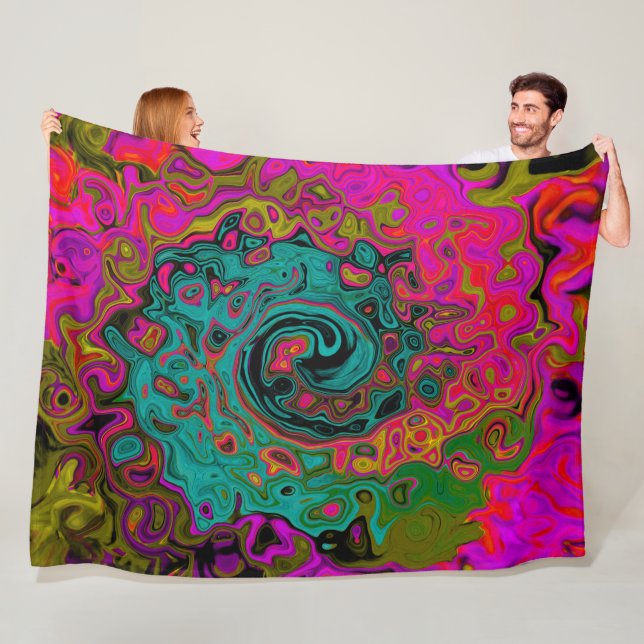 Trippy Turcos Abstrakt Retro Liquid Swirl Fleecefilt (På plats)