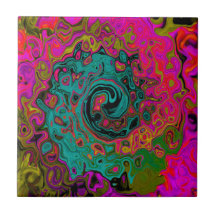 Trippy Turcos Abstrakt Retro Liquid Swirl