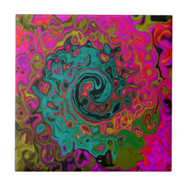 Trippy Turcos Abstrakt Retro Liquid Swirl Kakelplatta