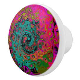 Trippy Turcos Abstrakt Retro Liquid Swirl Knopp