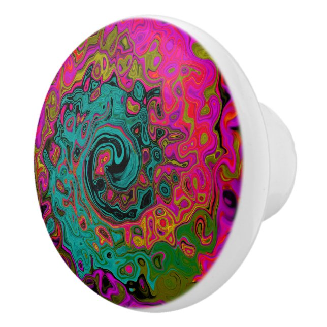Trippy Turcos Abstrakt Retro Liquid Swirl Knopp (Höger)