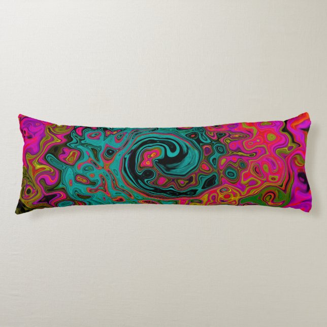 Trippy Turcos Abstrakt Retro Liquid Swirl Kroppskudde (Framsidan)