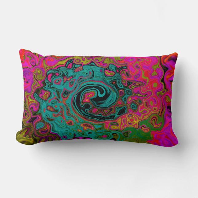 Trippy Turcos Abstrakt Retro Liquid Swirl Lumbarkudde (Framsida)