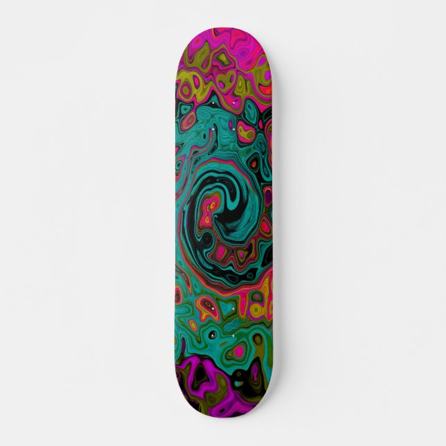 Trippy Turcos Abstrakt Retro Liquid Swirl Mini Skateboard Bräda 18,5 Cm (Framsida)