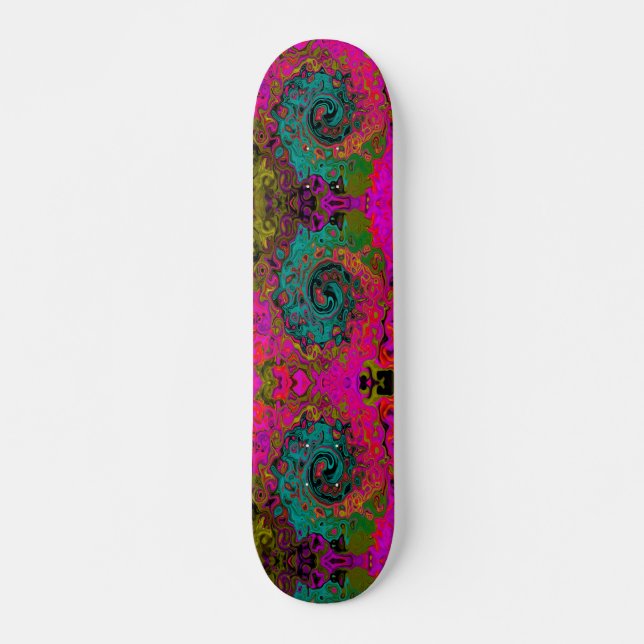 Trippy Turcos Abstrakt Retro Liquid Swirl Mini Skateboard Bräda 18,5 Cm (Framsida)