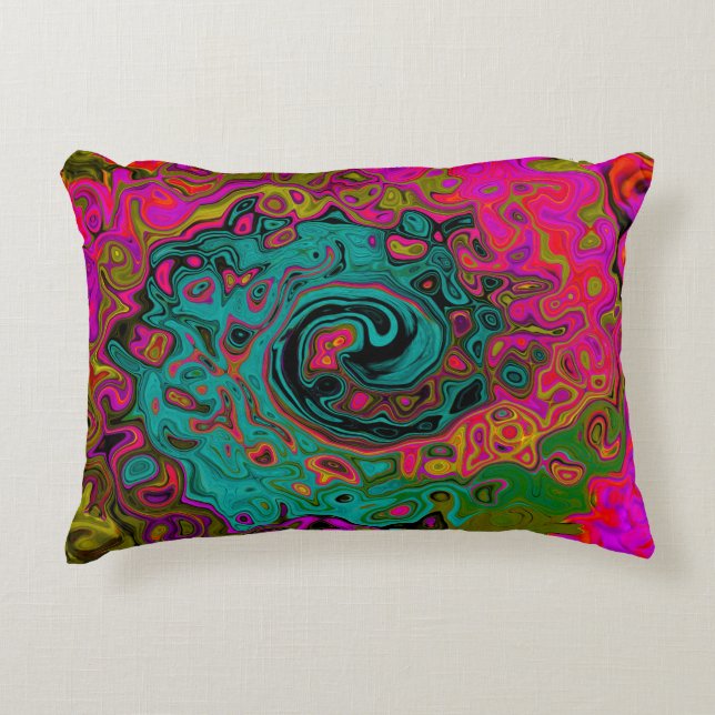 Trippy Turcos Abstrakt Retro Liquid Swirl Prydnadskudde (Framsidan)