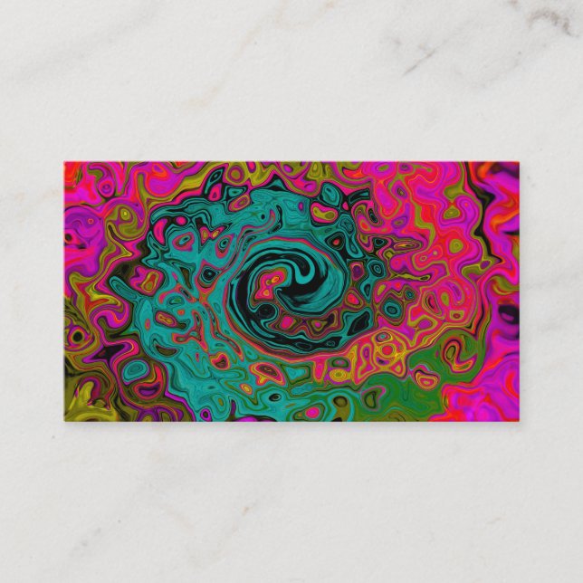 Trippy Turcos Abstrakt Retro Liquid Swirl Visitkort (Framsida)