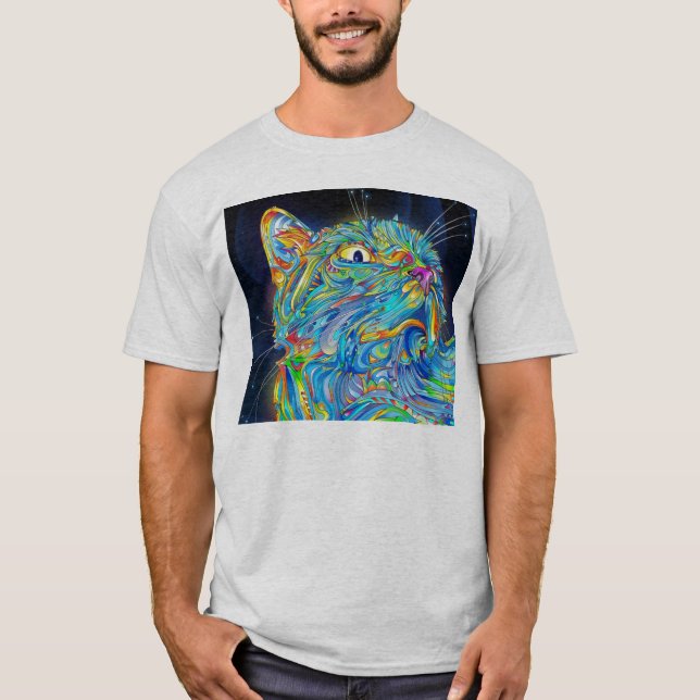 Trippy utrymmekatt t-shirt (Framsida)