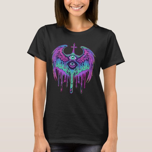 Trippy Vaporwave Seraphim Biblically Accurate Ange T Shirt (Framsida)