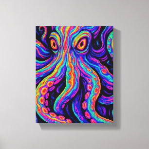 Trippy Vibrant Octopus Canvastryck