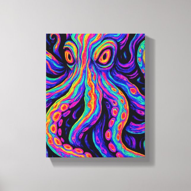 Trippy Vibrant Octopus Canvastryck (Framsida)