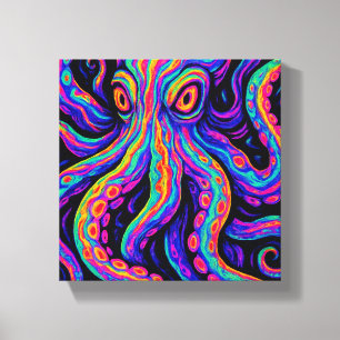 Trippy Vibrant Octopus Canvastryck