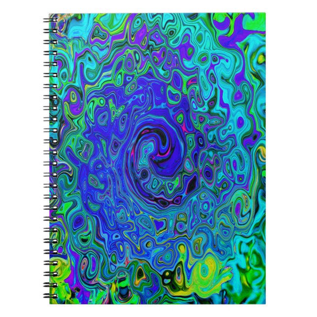 Trippy Violet Blue Abstrakt Retro Liquid Swirl Anteckningsbok (Framsidan)