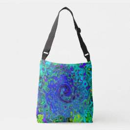 Trippy Violet Blue Abstrakt Retro Liquid Swirl Axelväska