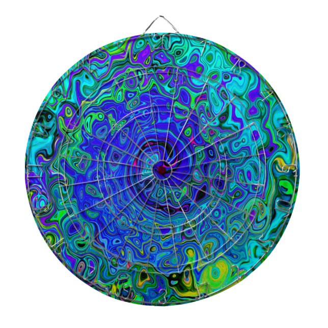 Trippy Violet Blue Abstrakt Retro Liquid Swirl Darttavla (Framsidan)