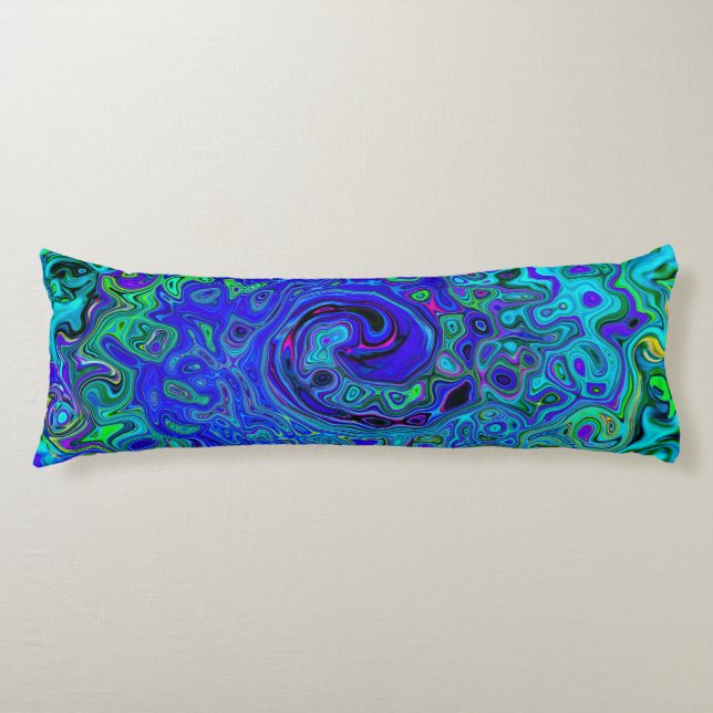 Trippy Violet Blue Abstrakt Retro Liquid Swirl Kroppskudde (Framsidan)
