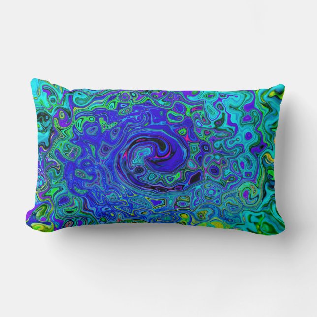 Trippy Violet Blue Abstrakt Retro Liquid Swirl Lumbarkudde (Framsida)