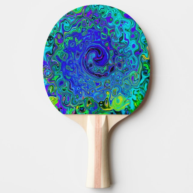Trippy Violet Blue Abstrakt Retro Liquid Swirl Pingisracket (Framsidan)