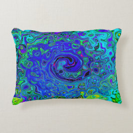 Trippy Violet Blue Abstrakt Retro Liquid Swirl Prydnadskudde