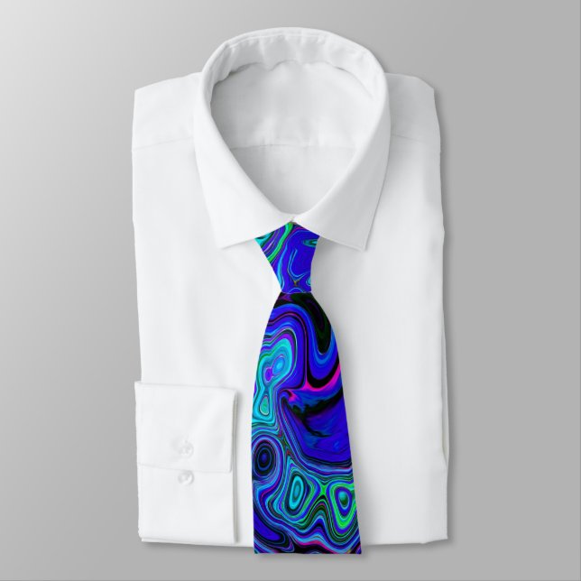 Trippy Violet Blue Abstrakt Retro Liquid Swirl Slips (Bunden)