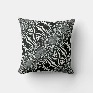 Trippy Vision#2 Black White Mönster Cushion Kudde