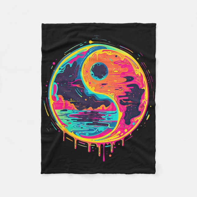 Trippy Yin Yang Zen Cosmic Yoga Design Vaporwave P Fleecefilt (Framsidan)